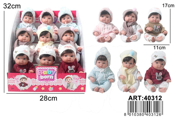 Bambolotto con abbigliamento assortito, 17 cm