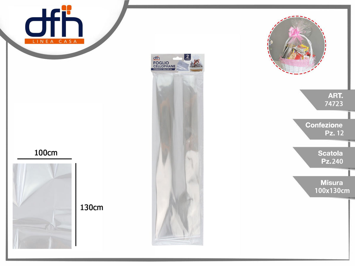 FOGLIO CELLOPHANE 100 × 130 cm 2 pz