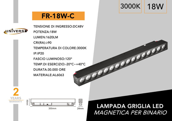 Lampada A Griglia LED Magnetico Universo – FR-18W-C