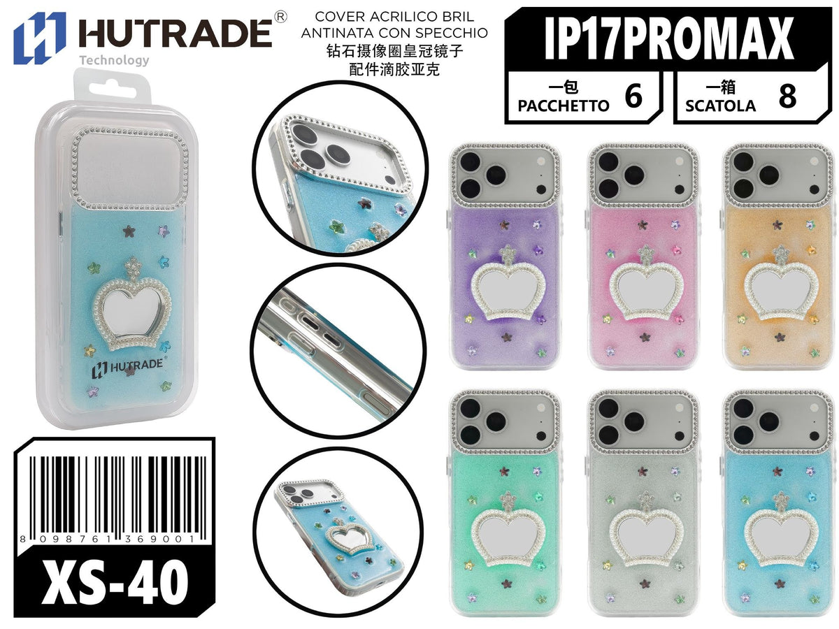 XS-40 COVER ACRILICO BRILLANTINATA CON SPECCHIO IP17PROMAX/IP18PROMAX