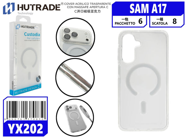 YX-202 COVER ACRILICO TRASPARENTE CON MAGSAFE APERTURA C SAM A17/A18
