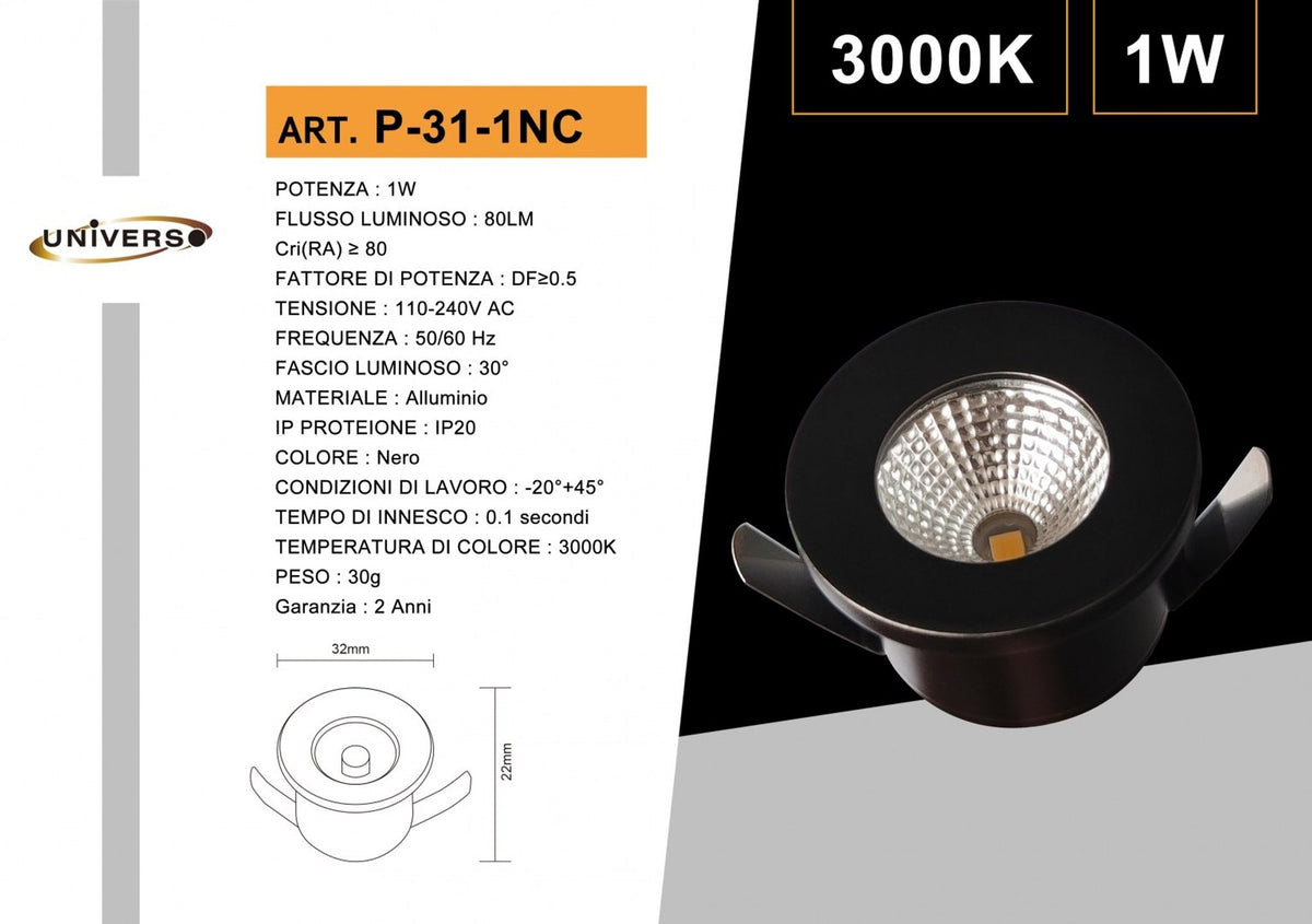 Mini Faretto Da Soffitto Universo – P-31-1NC