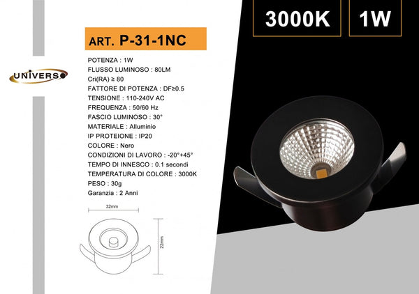Mini Faretto Da Soffitto Universo – P-31-1NC