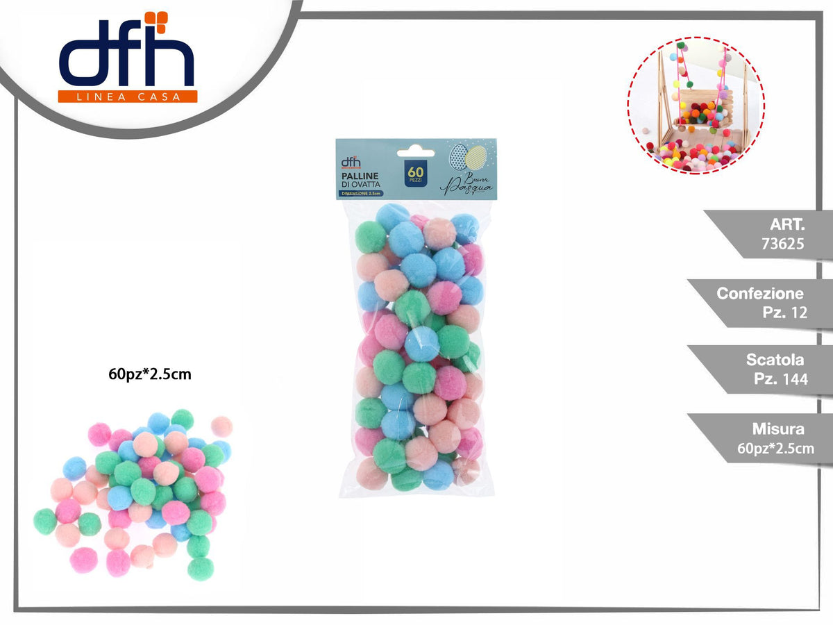 PALLINE DI OVATTA 2.5 cm 60 pz