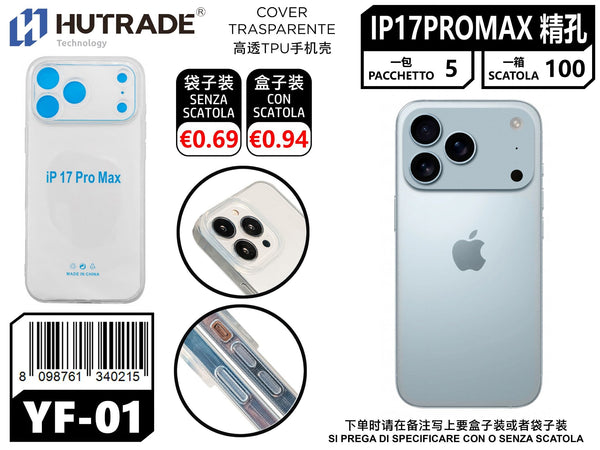 COVER TRASPARENTE IP17 PRO MAX FORO FOTOCAMERA PRECISI