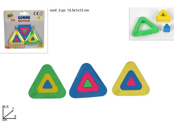 GOMME 3 pz TRIANGOLO MULTICOL BLISTER2018769