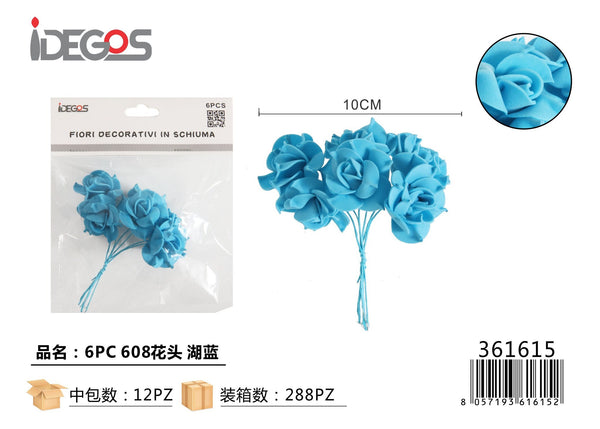 Testine di fiori decorativi, modello 608, 6 pezzi