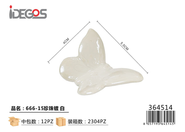 Farfalla decorativa in ceramica con finitura perlata