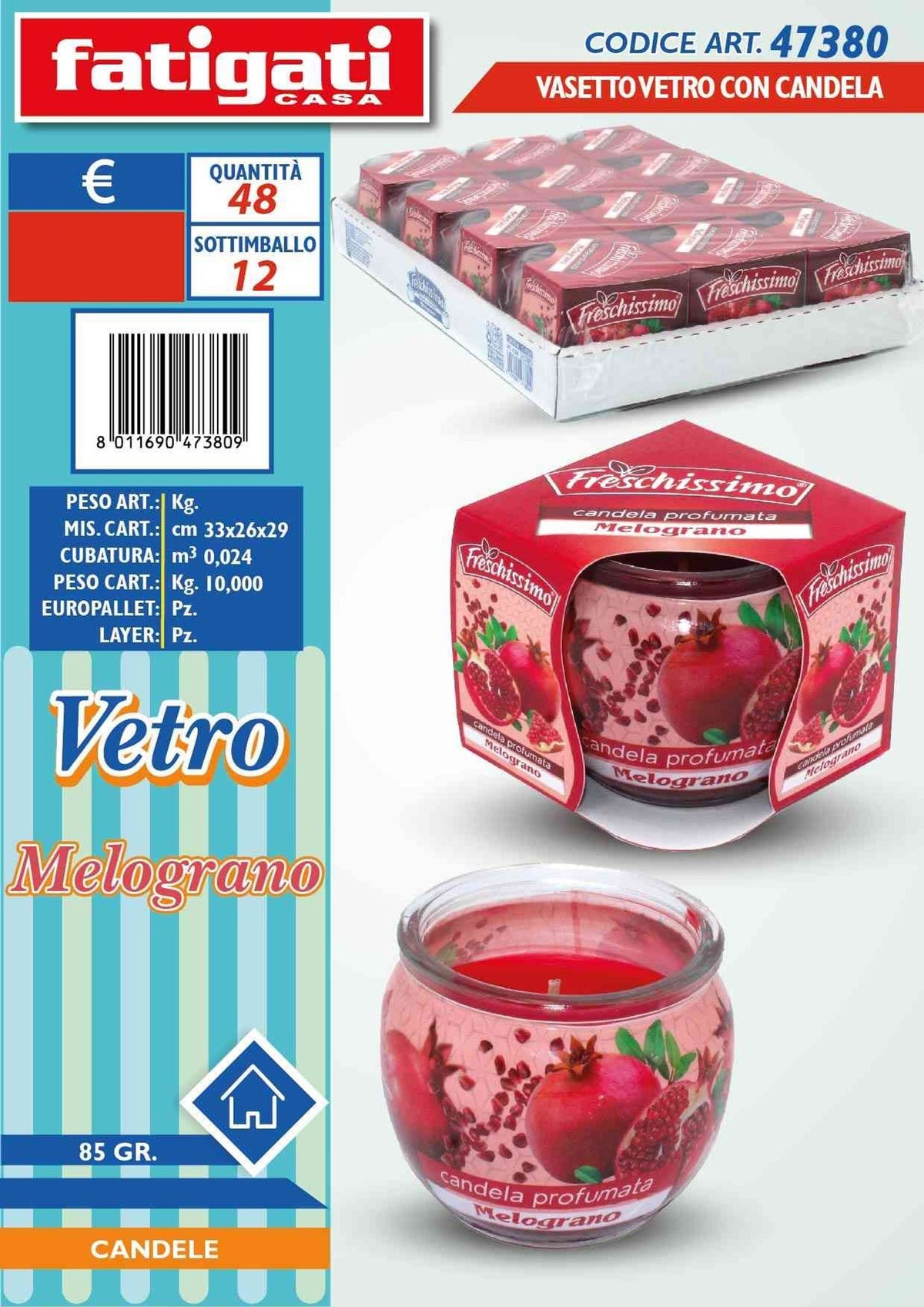 Vasetto vetro c/candela melograno 8