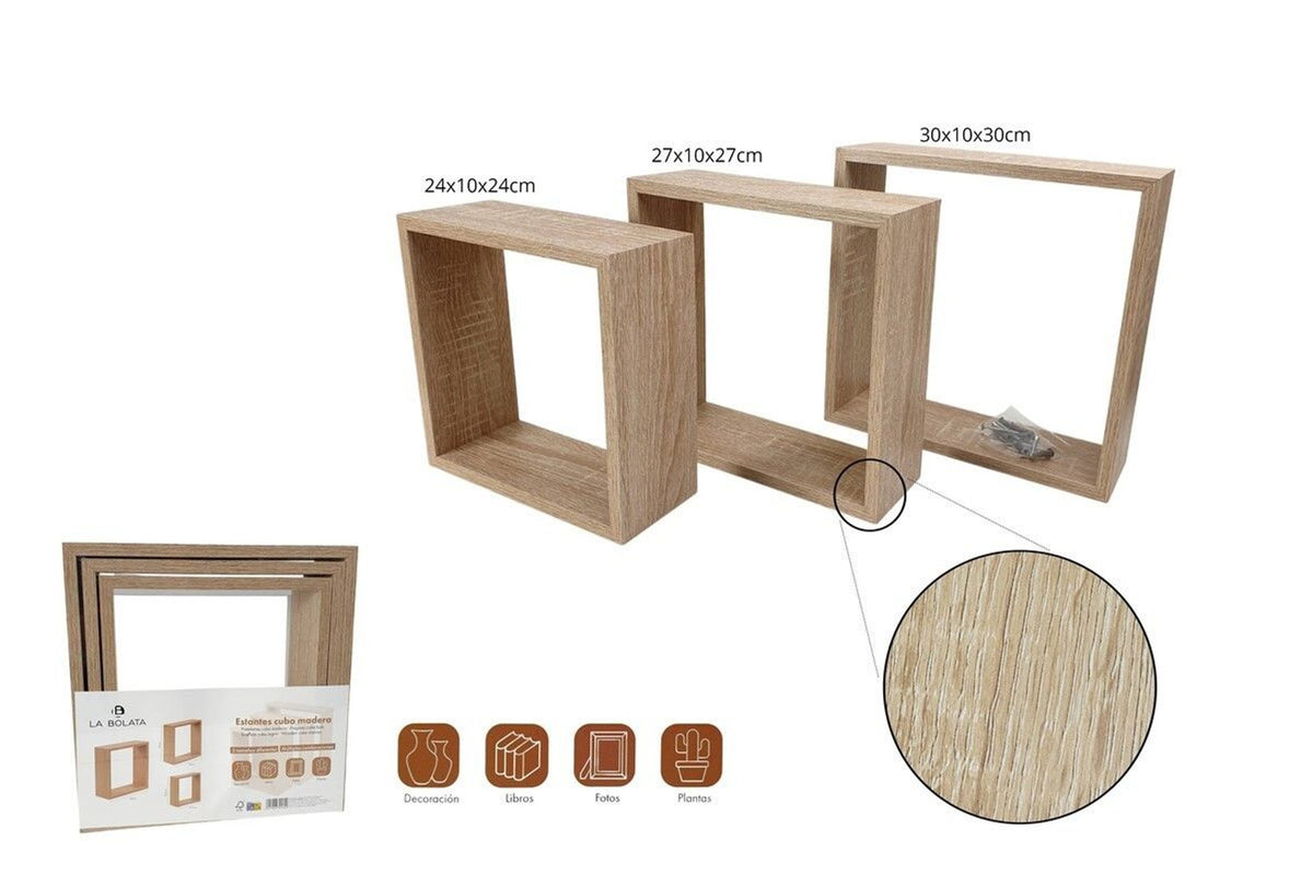 Ripiano cubo in legno s/3 assort.