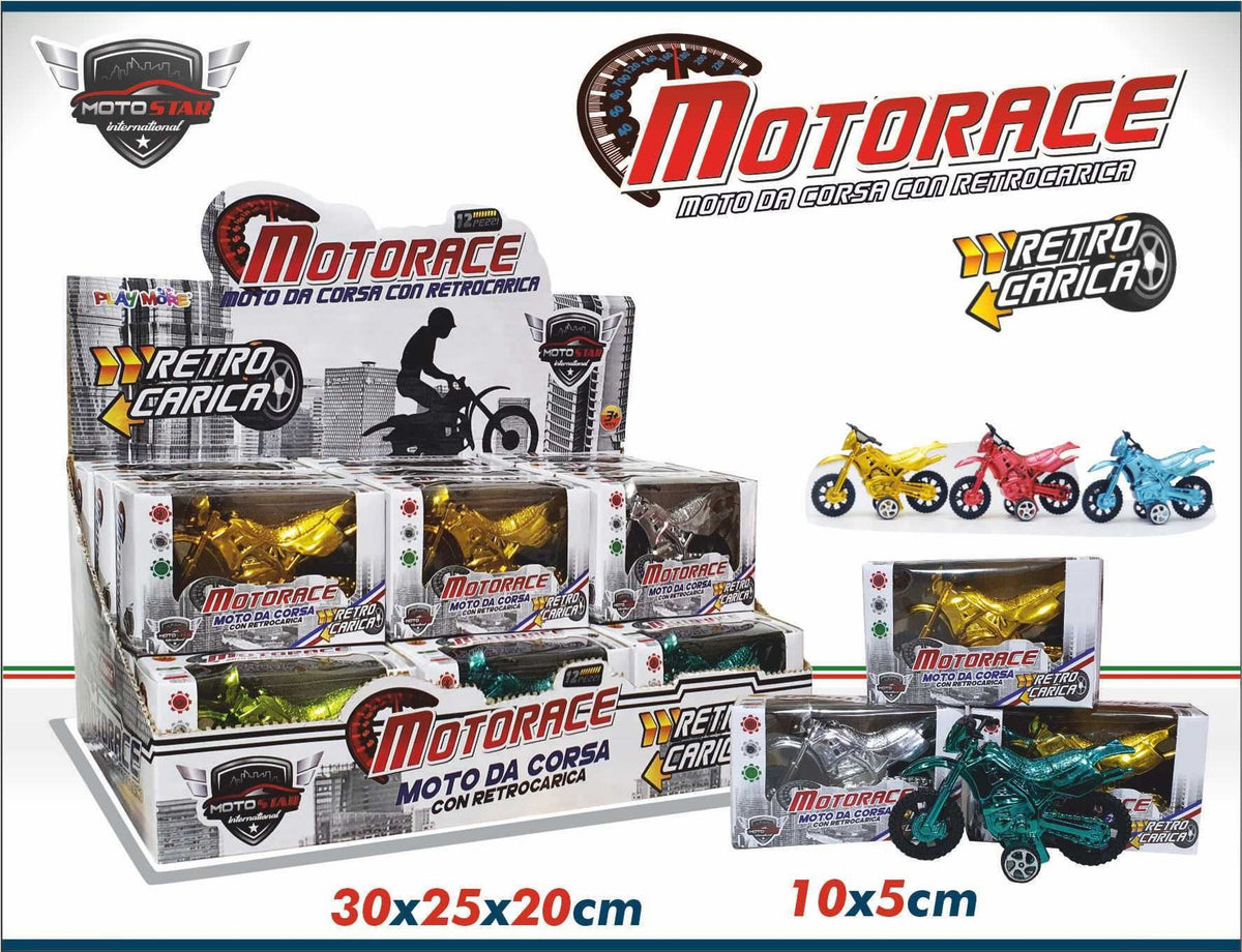 Motorace, moto da cross giocattolo a retrocarica 10 × 5 cm