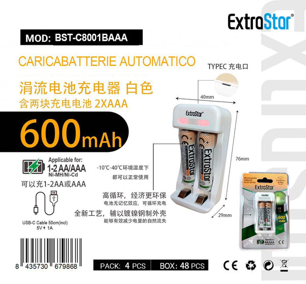 Caricabatterie con pile · Art. A-BST-C8001BAAA