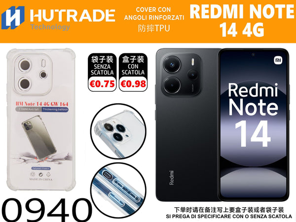 COVER TRASPARENTE BORDO ANTIURTO REDMI NOTE 14 4G – 0940 014356