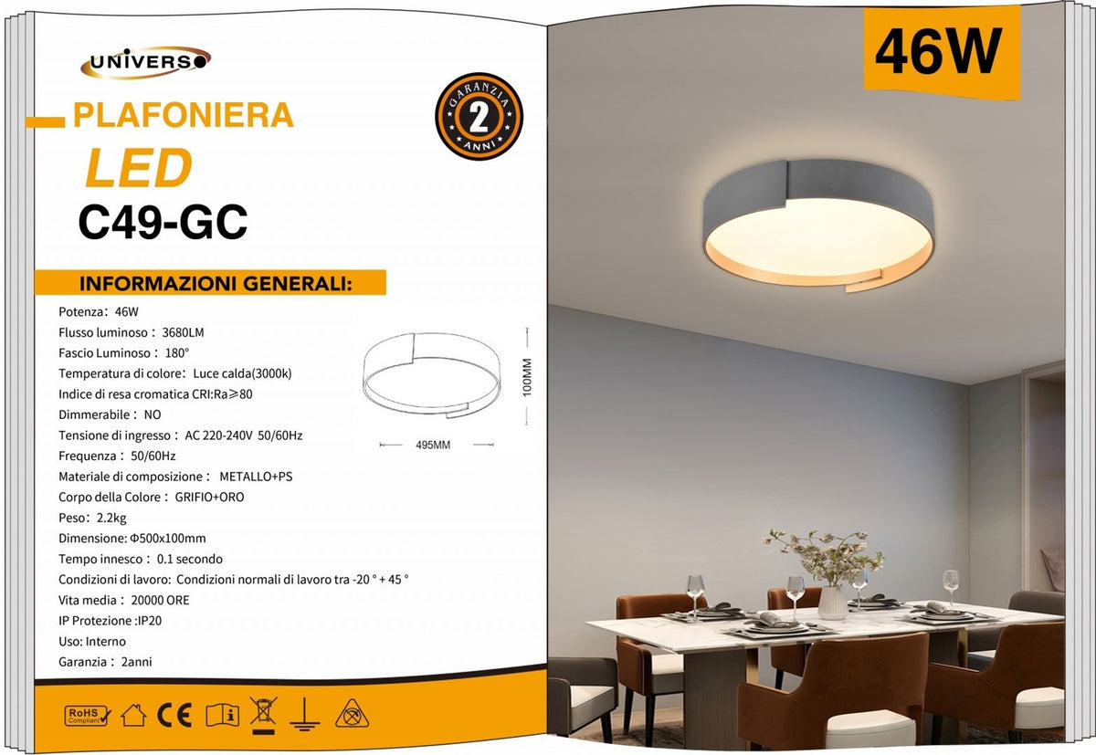 Lampadario Da Soffitto Universo – C49-GC
