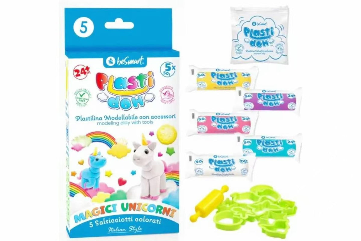 Plasti Doh Unicorno, pasta da modellare 5 × 50 g