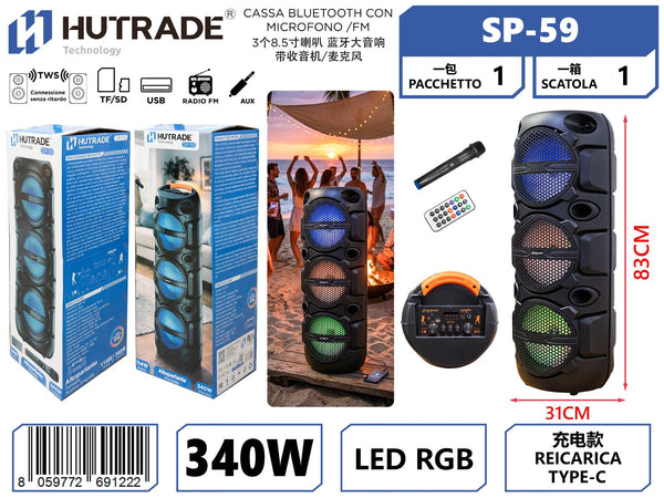SP-59 CASSA BLUETOOTH CON MICROFONO /FM DA 340W