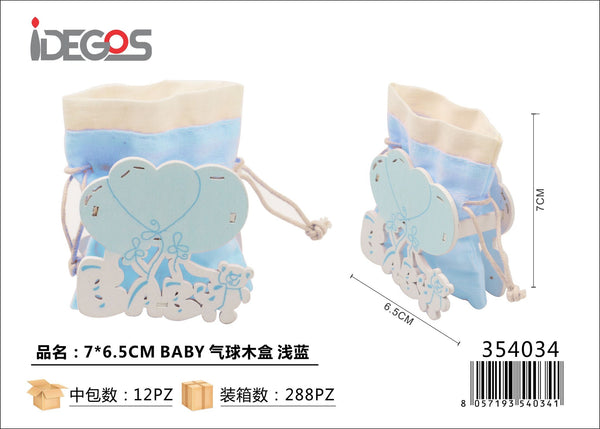 Confezione in legno con palloncini BABY e sacchetto, 7 x 6,5 cm