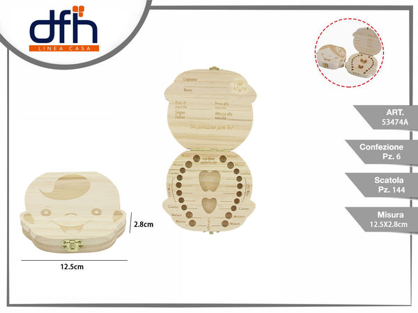 Scatola porta dentini da latte in legno maschio