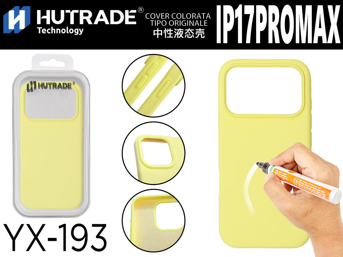YX-193 COVER COLORATA IN GOMMA IP17PROMAX/IP18PROMAX GIALLO