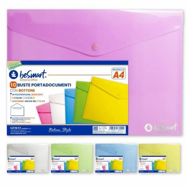 Buste portadocumenti con bottone, 10 pezzi 01310003