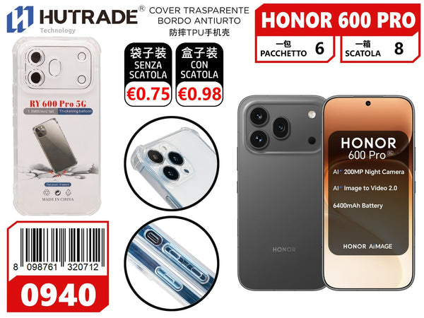 COVER TRASPARENTE BORDO ANTIURTO HONOR 600 PRO – 0940 014419