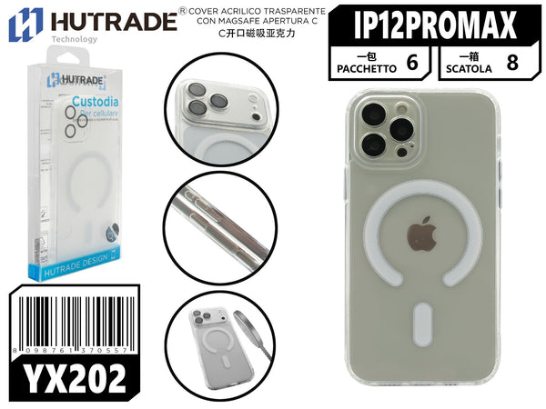 YX-202 COVER ACRILICO TRASPARENTE CON MAGSAFE APERTURA C IP12 PRO MAX