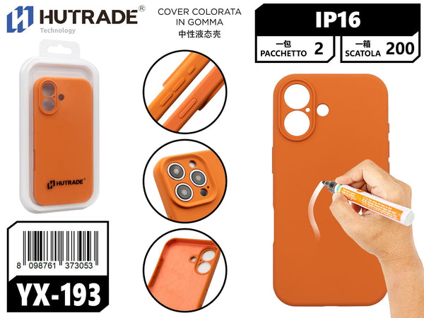 YX-193 COVER COLORATA IN GOMMA IP16 ARANCIONE