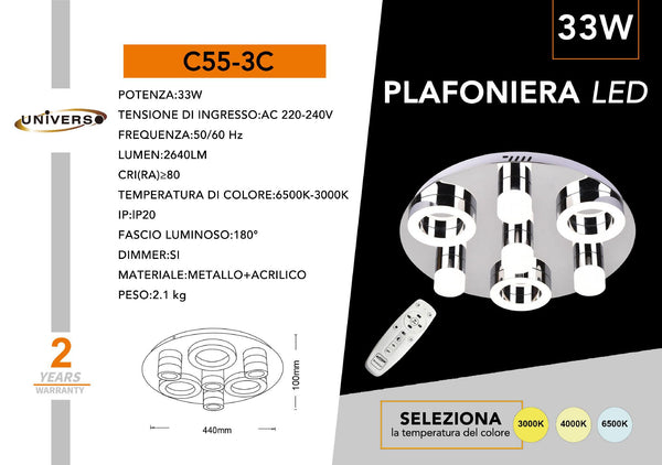 Lampada Da Soffitto Universo – C55-3C