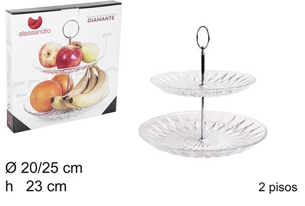 Portafrutta in vetro diamante a 2 piani