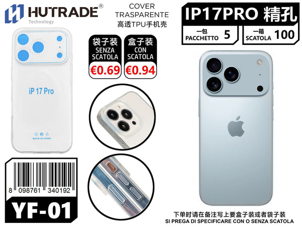 COVER TRASPARENTE IP17 PRO FORO FOTOCAMERA PRECISI