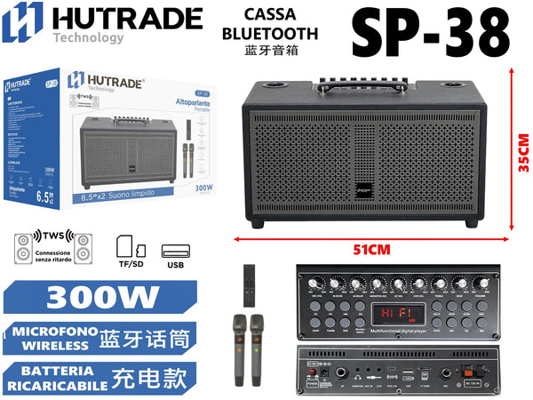 SP-38 CASSA BLUETOOTH CON MICROFONO /FM DA 300W