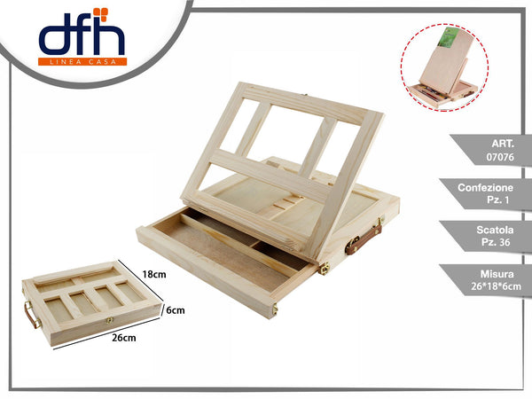 Cavalletto da pittura in legno con cassetta 26 × 18 × 6 cm