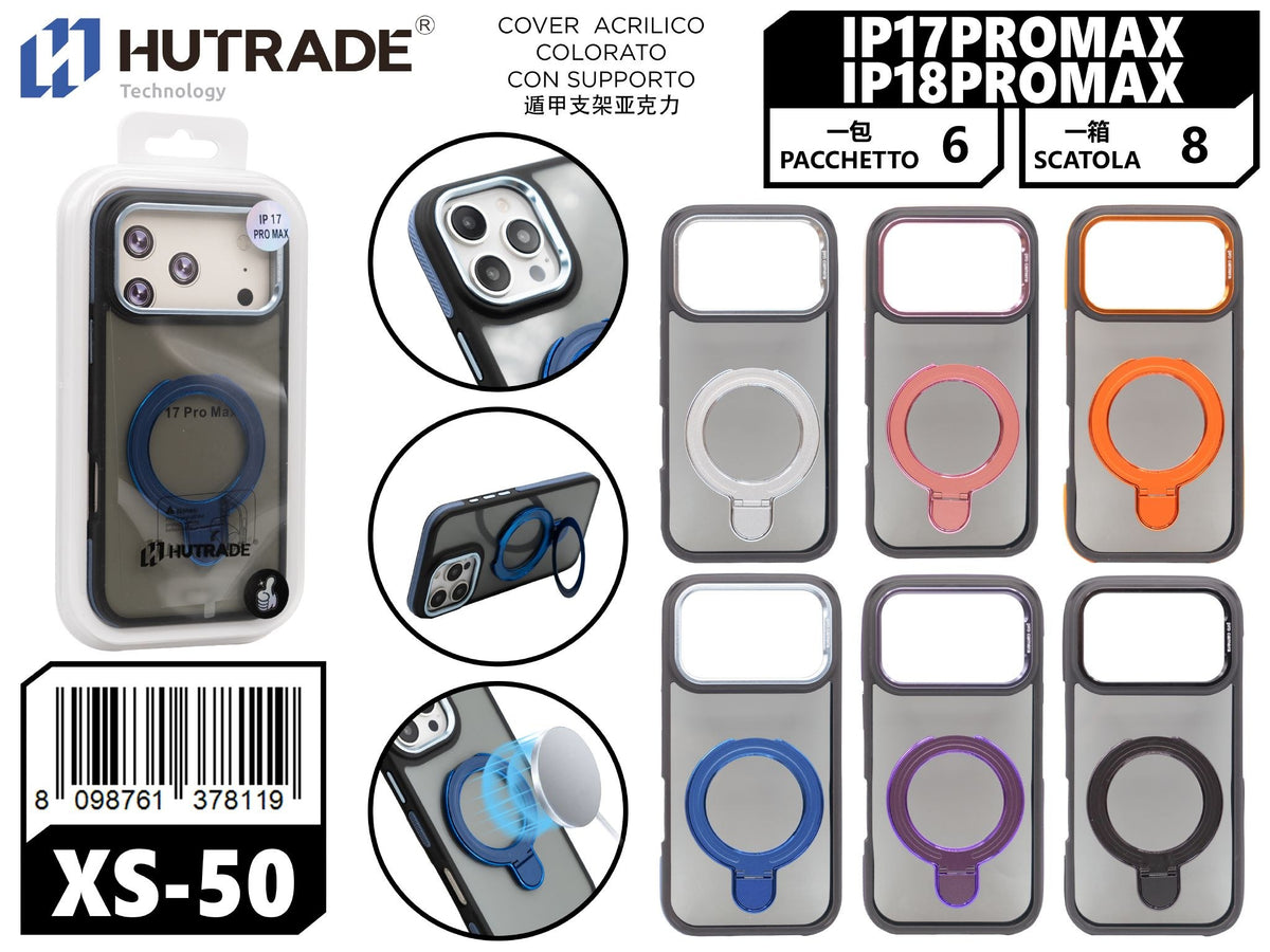 XS-50 COVER ACRILICO COLORATO CON SUPPORTO IP17PROMAX/IP18PROMAX