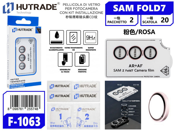 PELLICOLA DI VETRO PER FOTOCAMERA CON KIT INSTALLAZIONE SAM FOLD 7 ROSA