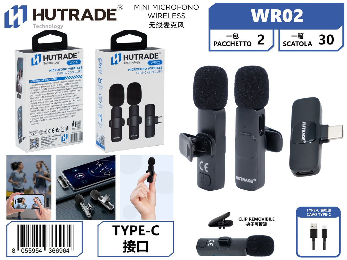 WR02 DUO MICROFONO WIRELESS ATTACCO TYPE-C