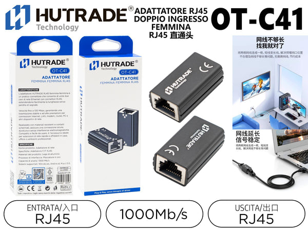 OT-C41 ADATTATORE RJ45 DOPPIO INGRESSO FEMMINA