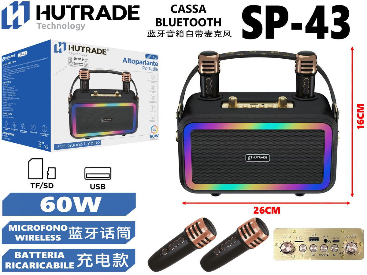 SP-43 CASSA BLUETOOTH CON MICROFONO /FM DA 10*2 60W NERO