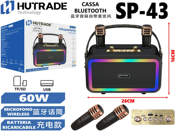 SP-43 CASSA BLUETOOTH CON MICROFONO /FM DA 10*2 60W NERO