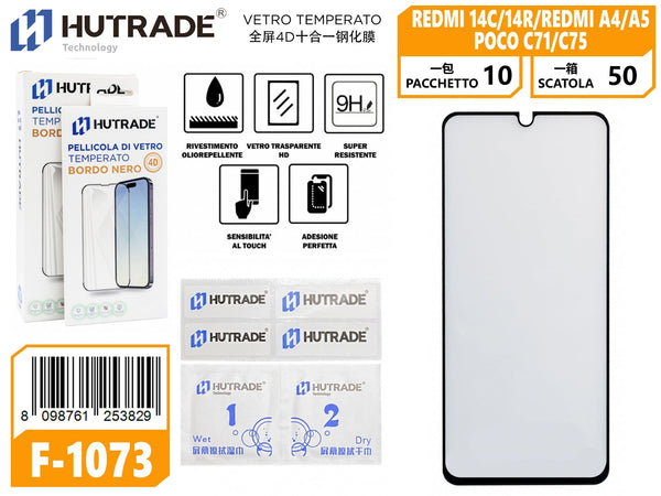 PELLICOLA DI VETRO 4D 10 IN 1 REDMI 14C//14R REDMI A4/A5 POCO C71/C75