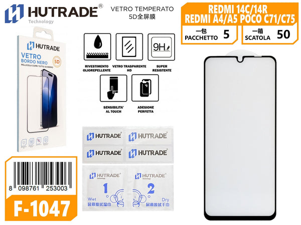 PELLICOLA DI VETRO 5D REDMI 14C/14R REDMI A4/A5 POCO C71/C75