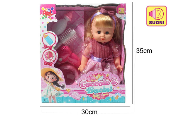Bambola Coccole e Bacini con suoni e accessori AP37202