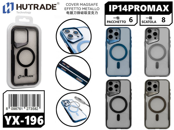 YX-196 COVER TRASPARENTE BORDO COLORATA MAGSAFE IP14 PRO MAX