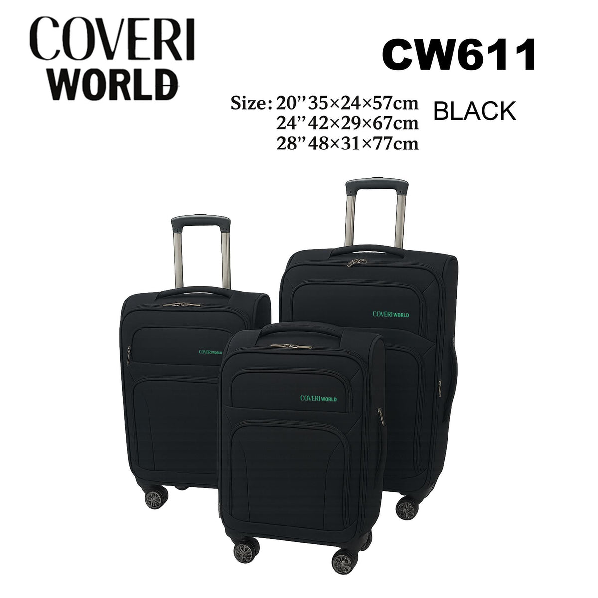Coveri World CW611, set di tre trolley morbidi