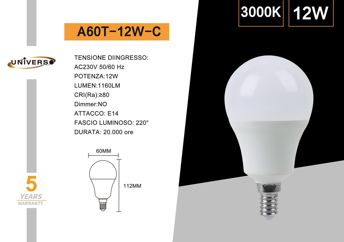 Lampadina LED Universo – A60T-12W-C