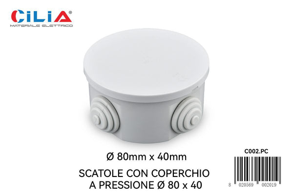 Scatola con coperchio a pressione, formato 80 × 40