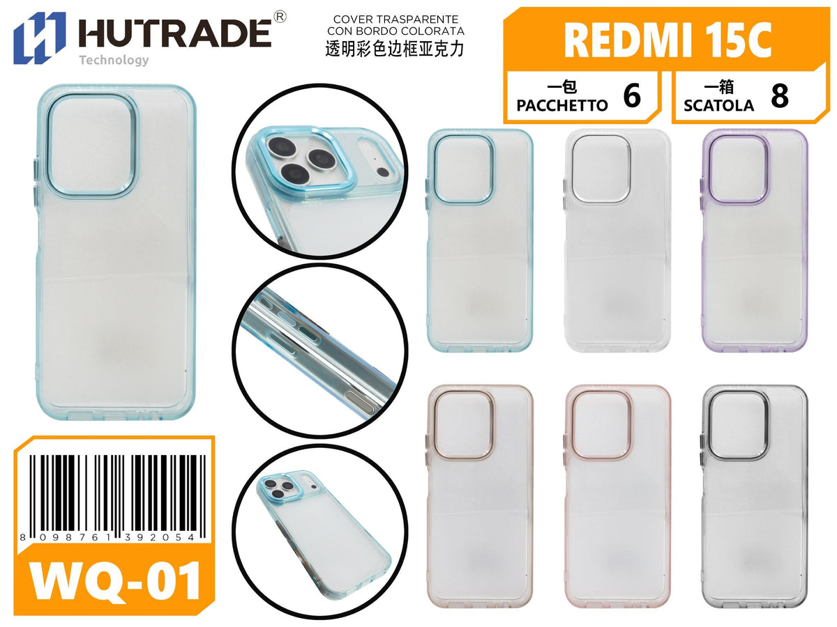WQ-01 COVER TRASPARENTE CON BORDO COLORATA REDMI 15C VERSIONE EUROPEA 173MM