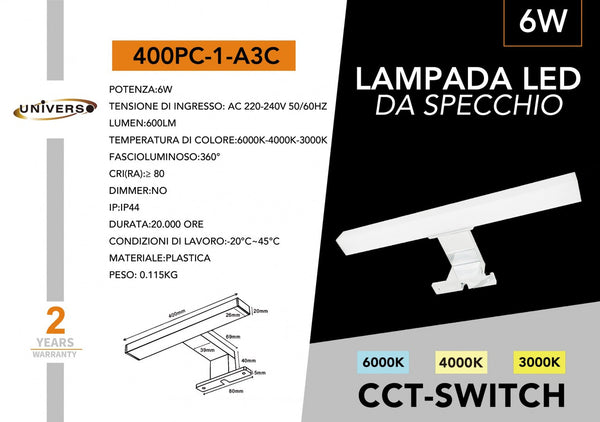 Lampada per specchio – 400PC-1-A3C