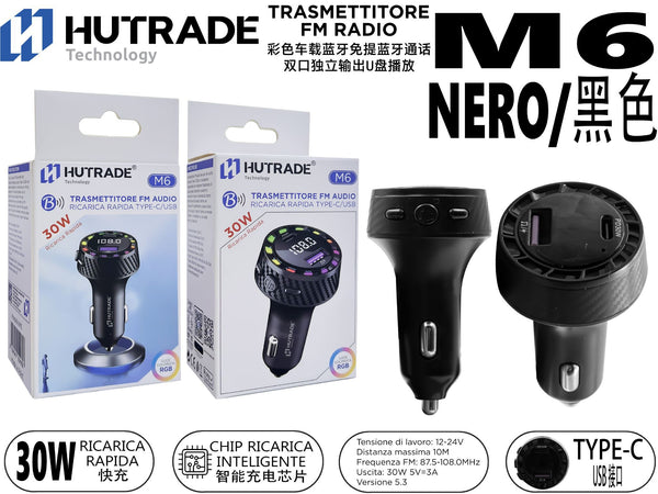 M6 TRASMETTITORE MULTICOLORE FM AUTO BLUETOOTH VIVAVOCE