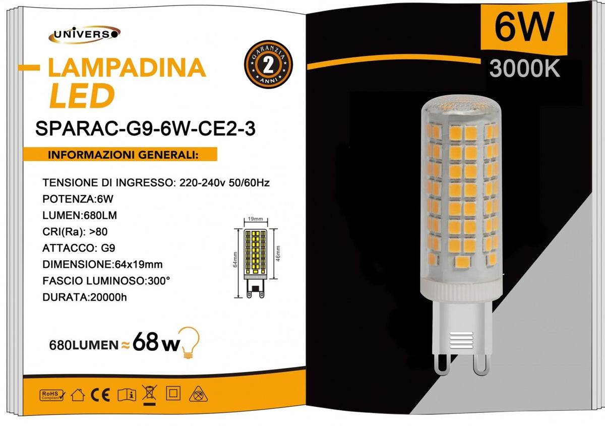 Lampadina LED G9 Universo – SPARAC-G9-6W-CE2-3
