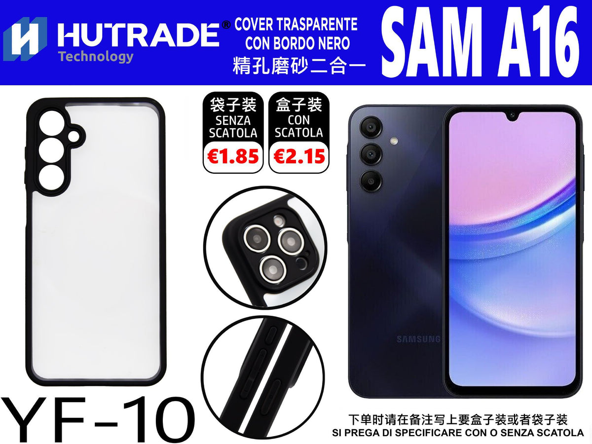 COVER TRASPARENTE CON BORDO NERO SAM A16 – YF10 660017